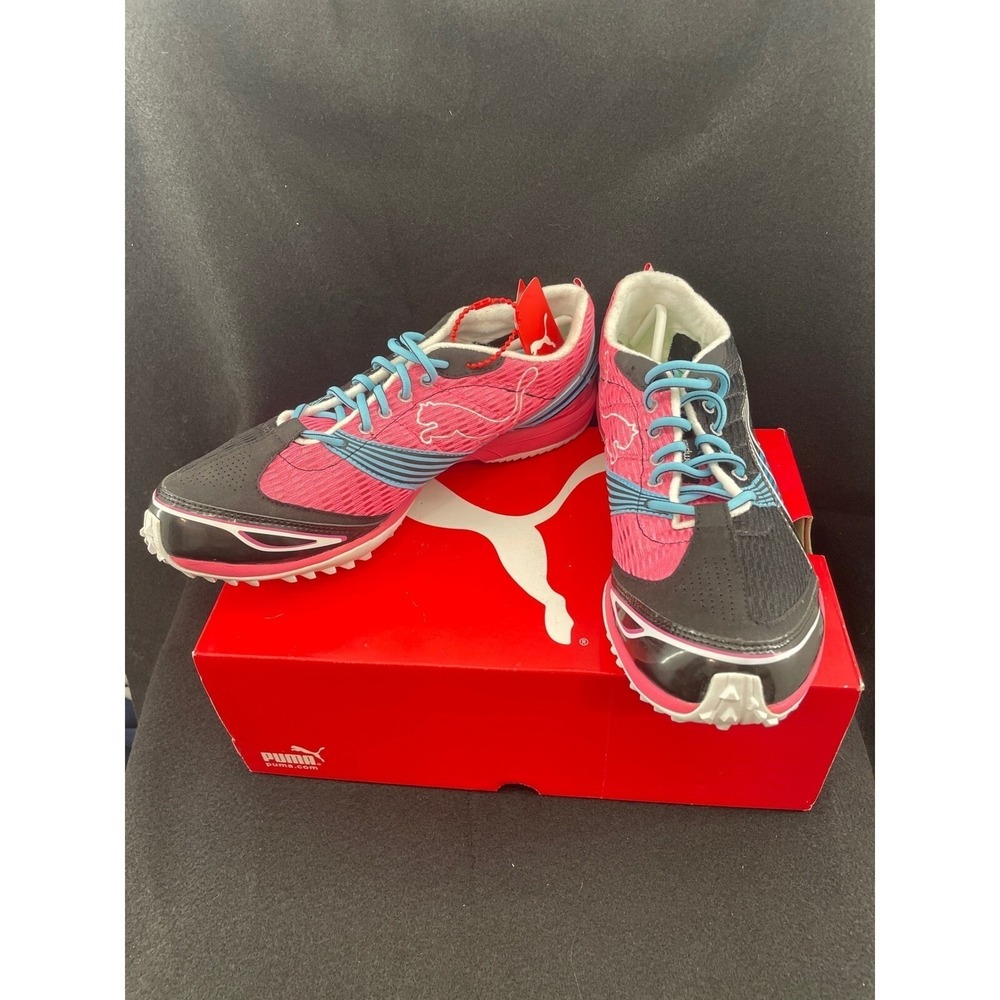 Puma Haraka XCS Track Shoes‎ Cleats Spikes Running Pink Blue Black Womens 11.5